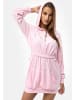 enflame Long Oversized Hoodie Dress Nicki Velours Kapuzen Pullover Kleid in Rosa