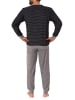 NORMANN Frottee Pyjama langarm Bündchen Ringel - 49692 in schwarz