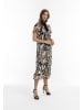 faina Damen Midikleid Mit Allover-Print in Schwarz Mehrfarbig