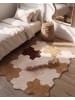 Beliani Kurzflor JIGSAW in Beige/Braun/Rosa - (W) 90 x (L) 120 cm