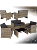 tectake Rattan Sitzgruppe mit Sicherheitsglasplatte, für 4 Personen