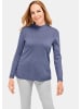 GOLDNER Kurzgröße:  Strickpullover Eleganter Ajourpullover mit Stehbund in rauchblau