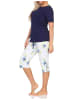 NORMANN Schlafanzug kurzarm Pyjama floraler Print Jersey - 85007 in marine