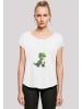 F4NT4STIC Long Cut T-Shirt Süßer grüner Dino in weiß