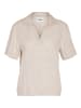 Noisy may Top Lässiges Polokragen Shirt Bequeme Kurzarm Bluse in Natur