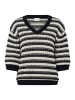 Kaffe Strickpullover KAstine Loose fit in Turtledove/Black Stripe