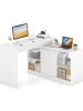 COSTWAY Schreibtisch L Form 120 x 120 cm in Weiß