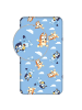 COFI 1453 Bluey Spannbettlaken 90 × 200 cm aus Baumwolle mit Gummizug in Blau