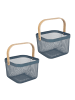 relaxdays 2 x Drahtkorb in Dunkelblau/ Natur - (B)26 x (H)17,5 x (T)24 cm