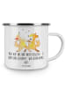 Mr. & Mrs. Panda Camping Emaille Tasse 15. Hochzeitstag Gläserne... in Weiß