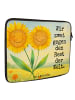 Mr. & Mrs. Panda Laptop Tasche Blume Sonnenblume Design mit Spruch in Weiß