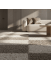 KADIMA DESIGN Teppich Hochflor Shaggy Waschbar Karo WATZMANN Strapazierfähig in Beige
