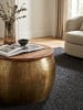 KADIMA DESIGN Moderner Couchtisch "Aurora" aus Massivholz, Braun/Gold, mit Stauraum
