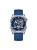 Heritor Amadeus Halbskelett-Uhr mit Lederarmband in Silver/Blue