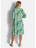 GOLDNER Kurzgröße:  Hemdblusenkleid Midikleid mit Blätter-Druck in grün / gemustert