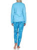 NORMANN Verspielte Pyjama lang Schlafanzug floralem Muster - 75113 in hellblau