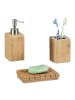 relaxdays 3x Badaccessoires-Set in Natur