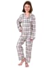 NORMANN Flanell Pyjama langarm Schlafanzug kariert Knopfleiste - 50389 in rosa