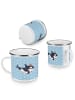 Mr. & Mrs. Panda Camping Emaille Tasse Orca Zylinder ohne Spruch in Blau Pastell