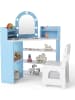COSTWAY Eck Schminktisch Set Kinder mit Beleuchtung in Blau