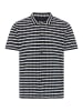 BLEND Kurzarmshirt Haifischkragen Streifen Knopfleiste in Blau