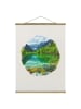 WALLART Stoffbild - Wasserfarben - Bergsee mit Spiegelung in Creme-Beige