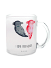 Mr. & Mrs. Panda Teetasse Glas Axolotl Liebe mit Spruch in Transparent