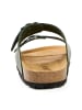 Camel Active Leder Pantolette mit Korkfußbett in Dunkelgrün