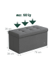 relaxdays Sitzbank in Dunkelgrau - (B)76 x (H)38 x (T)38 cm