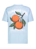 Sublevel Kurzarm T-Shirt Fruit Print Rundhals Basic in Hellblau