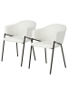 home24 home24 Polsterstuhl 2er-Set aus Teddystoff & geschliffenem Gusseisen in Creme / Schwarz, 54 x 78 x 62 cm in Beige / Schwarz