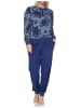 NORMANN Frottee Schlafanzug langarm Bündchen Floral in marine