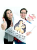 Mr. & Mrs. Panda 40 x 40 Kissen Pinguin umarmen mit Spruch in Weiß