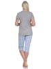 NORMANN Capri Schlafanzug Capri Pyjama und Karo Caprihose in hellblau