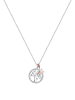 Elli Halskette 925 Rosegold Bi Color_Tri Color, Lebensbaum, Vogel in Silber