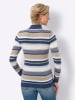 Sieh an! Stehkragenpullover in jeansblau-hellblau-geringelt