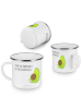 Mr. & Mrs. Panda Camping Emaille Tasse Avocado Pfeifen mit Spruch in Weiß