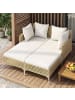 COSTWAY Sonnenliege 2 Personen Polyrattan Doppelliege mit Sitz- & Rückenkissen in Beige
