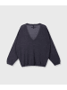 10Days Feiner Strickpullover mit V-Ausschnitt in Steel Blue