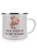 Mr. & Mrs. Panda Camping Emaille Tasse Tante Zuckersüß mit Spruch in Grau Pastell