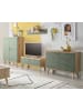 Furn.Design Wohnwand 4-teilig Salbei grün, Eiche skandinavisch 340 cm, Set mit viel Stauraum
