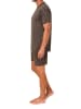 NORMANN Kurzarm Schlafanzug Shorty Pyjama Minimalprint in grau