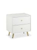 relaxdays 2 x Nachttisch in Weiß/ Gold - (B)40 x (H)41,5 x (T)32,5 cm