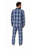 NORMANN langarm Schlafanzug Pyjama gewebt zum Knöpfen - 80154 in blau