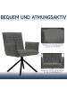 Home Nature Wohnkonzept Essstuhl aus Cord quadratisch 360° drehbar in Dunkelgrau 49x56x87 cm