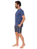 NORMANN Kurzarm Schlafanzug Shorty karierter Jersey Hose - 78363 in marine