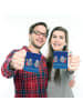 Mr. & Mrs. Panda Campingbecher Sternzeichen Zwilling mit Spruch in Sternenhimmel Blau