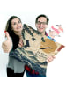 Mr. & Mrs. Panda Dekokissen Kranich fliegend Design mit Spruch in Weiß