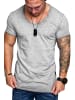 Amaci&Sons Basic Oversize T-Shirt mit V-Ausschnitt SAN FRANCISCO in Hellgrau