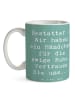 Mr. & Mrs. Panda Kaffeetasse Spruch Bestatter Fürsorge mit Spruch in Meeresbrise